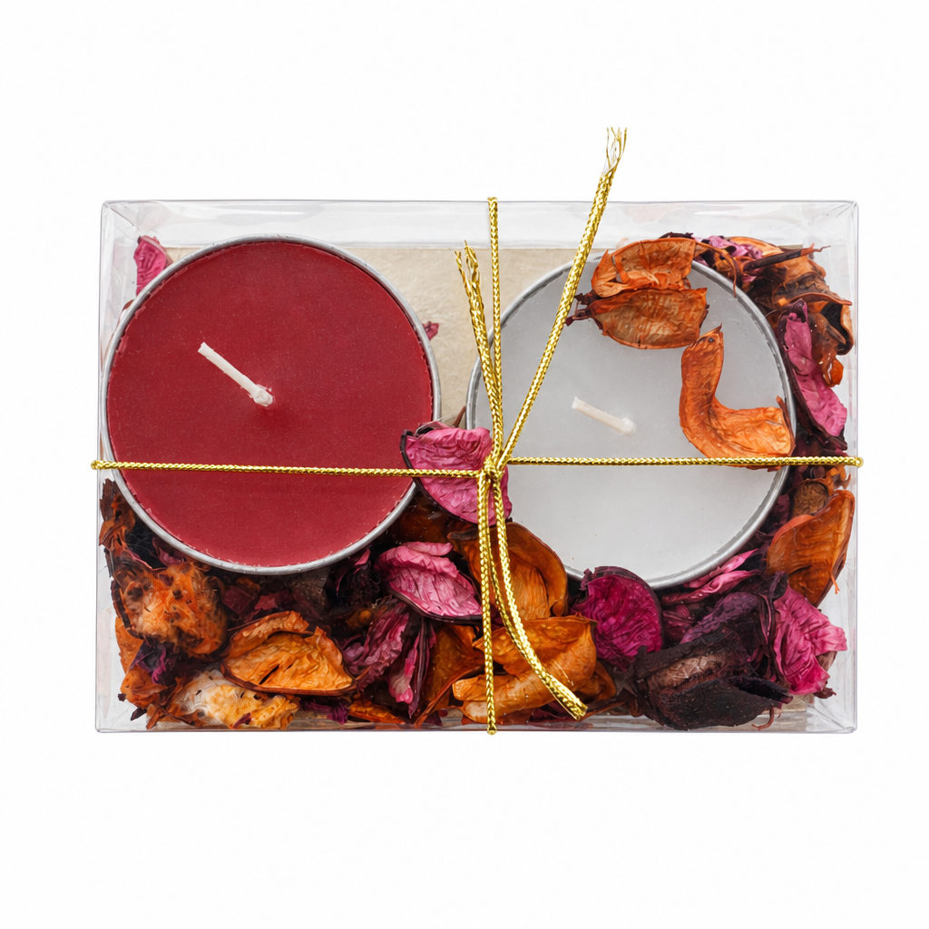 Tealight Mum 2'li Gül Yapraklı 653