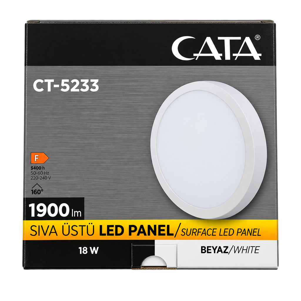 CATA 18W SIVAÜSTÜ LED PANEL YUVARLAK BEYAZ KL:20