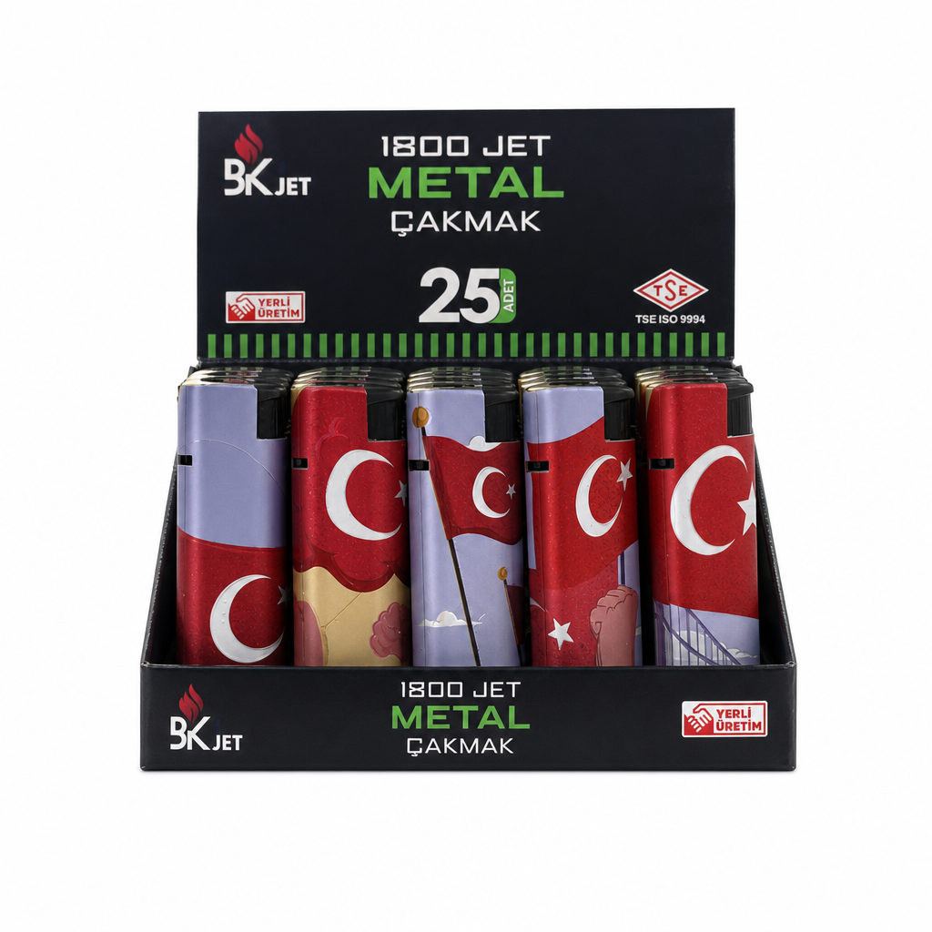 BK Jet 1800 Kısa Metal Izgaralı Çakmak Bayrak