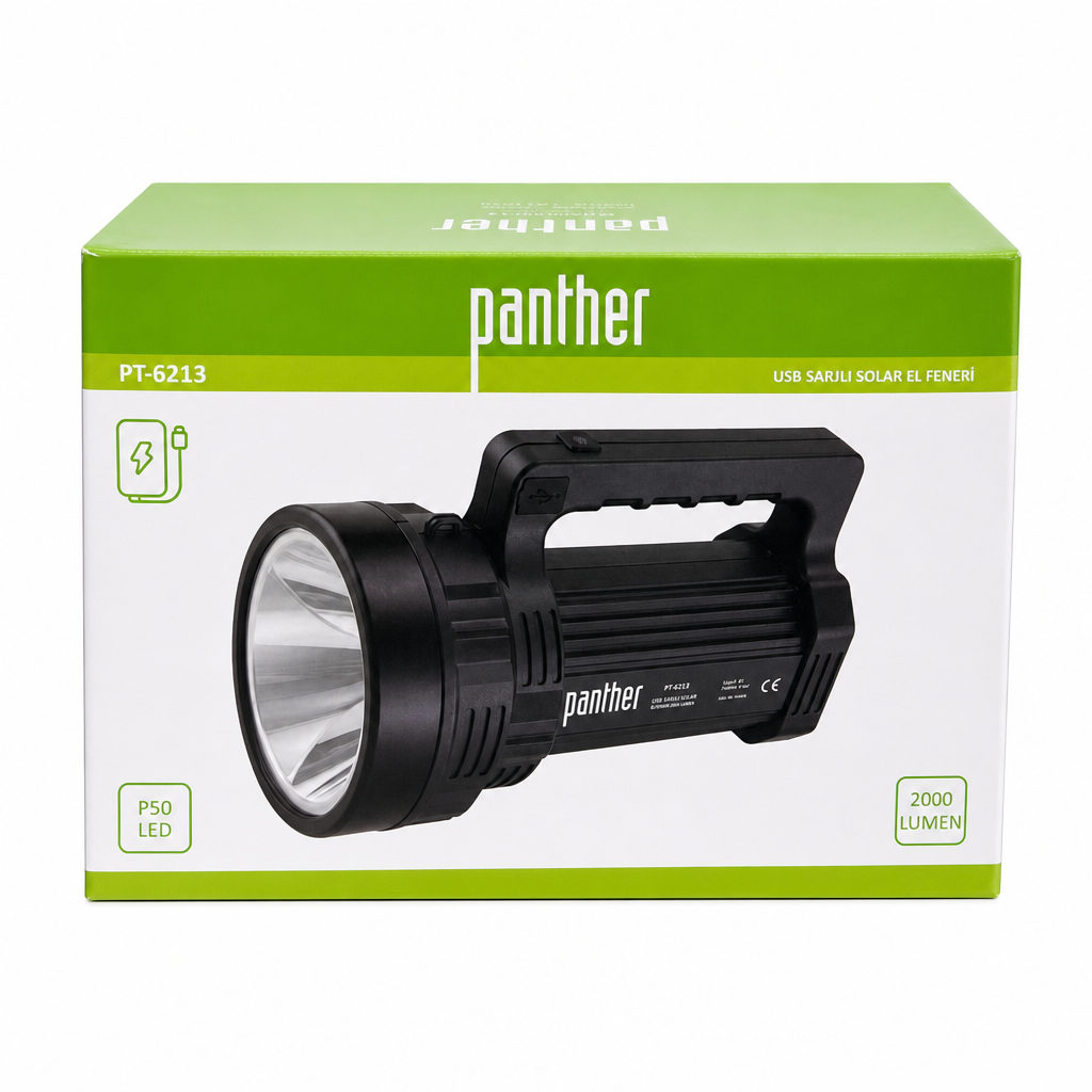 Panther Solarlı Projektör Fener